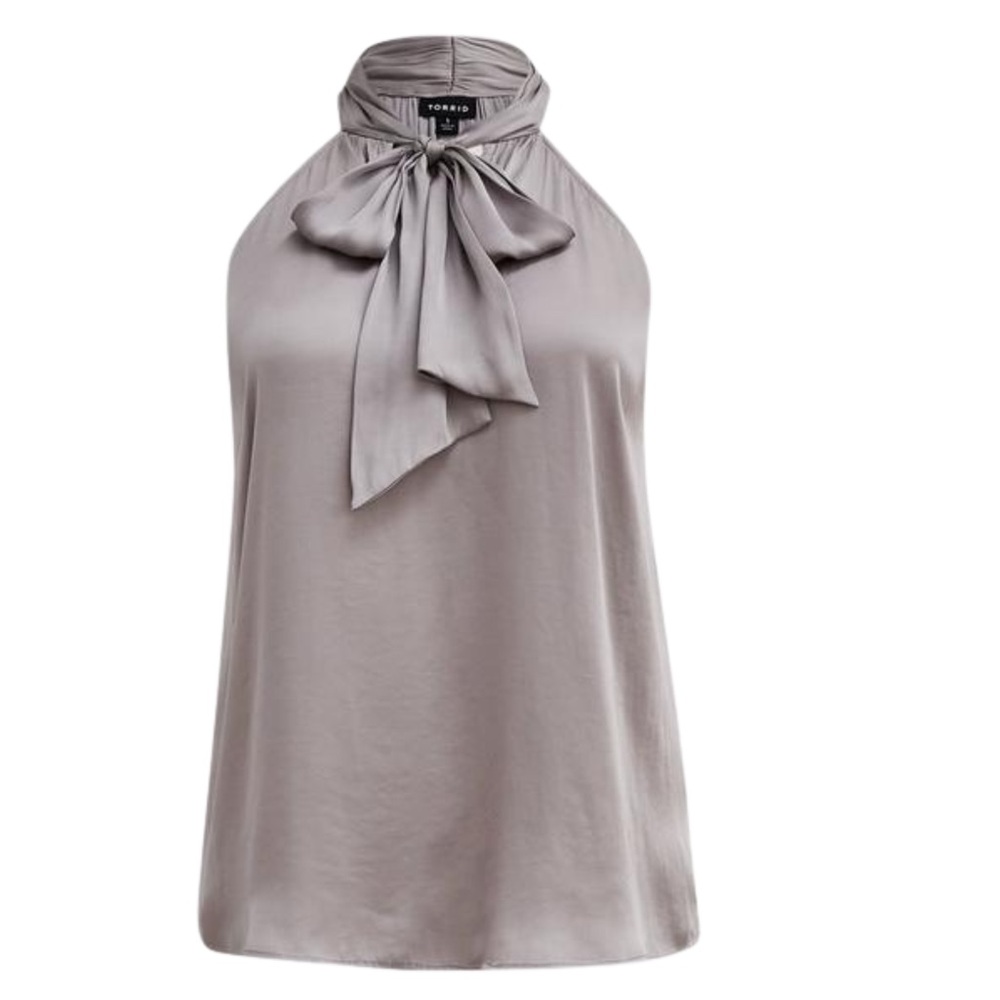 Tory Burch Silver Satin Halter Blouse